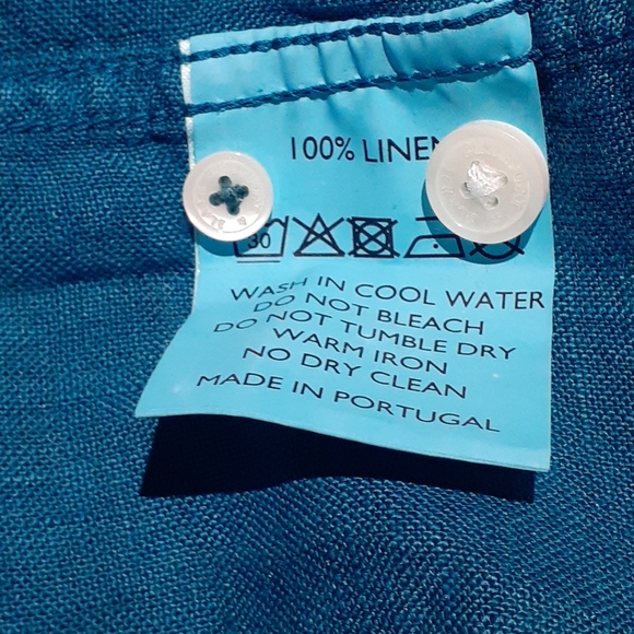 Beaufort & Blake Men's Upton Jade Garmet Dye Linen Shirt - Picture 9 of 12